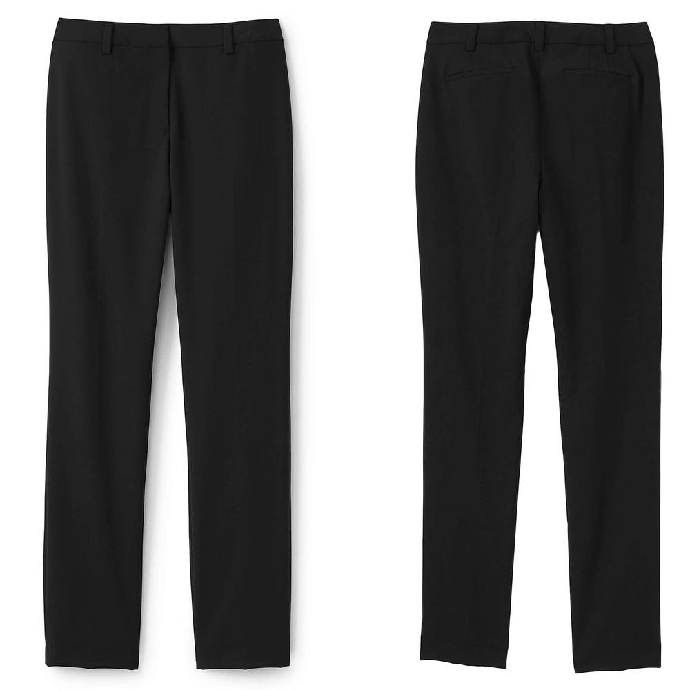 4x28 Lands End Washable Wool Slim Work Pants for Women, Black